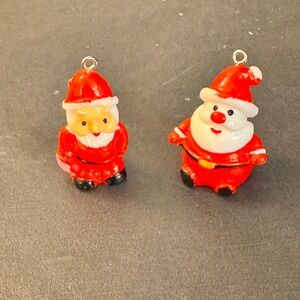 Mini Two Tiny Micro Santa &‎ Ms.Claus Charms Ornaments Christmas Holiday